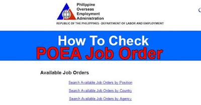 poea job orders by country